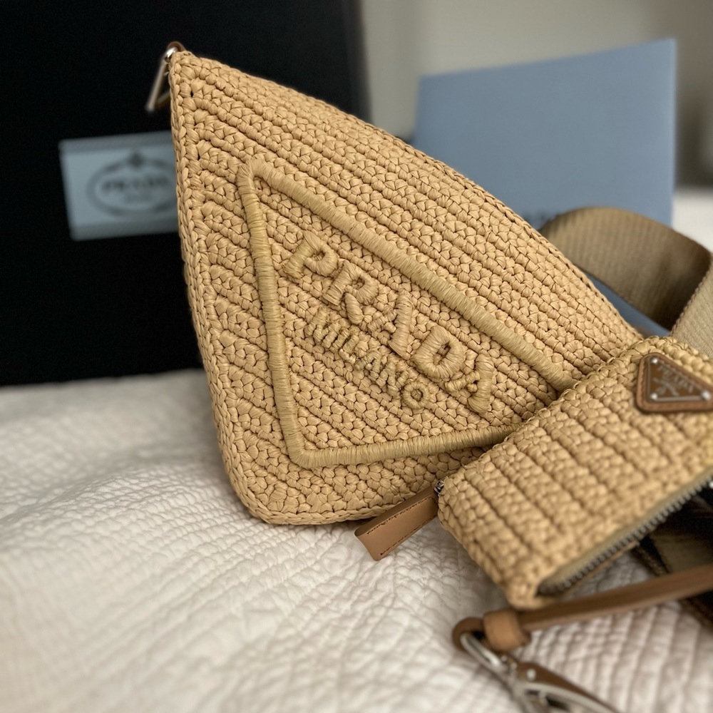 PRADA RAFFIA TRIANGLE BAG